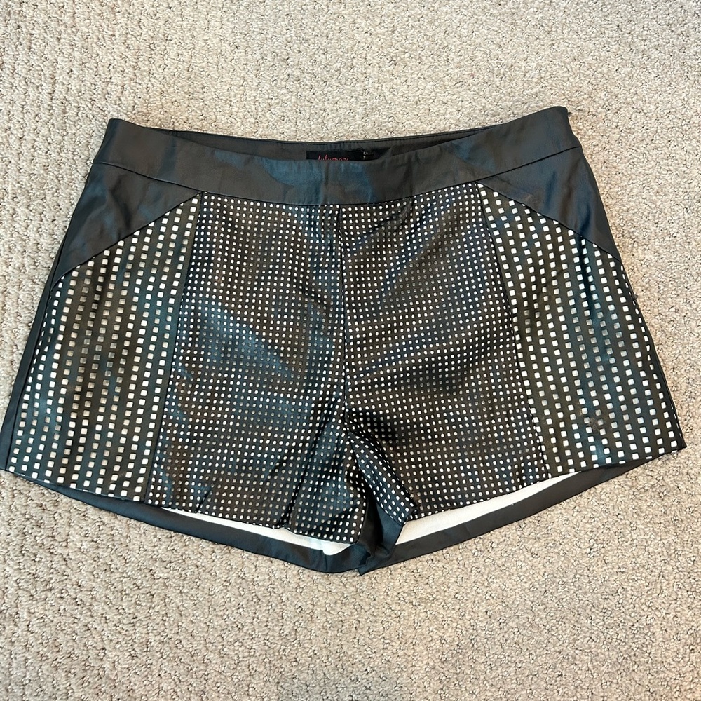 HERS - Faux leather shorts with white & black detail (excellent condition!)
